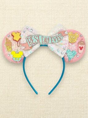 Pastel Pink Best Day Ever Snack Minnie Ears | Disney-Inspired Birthday Ears